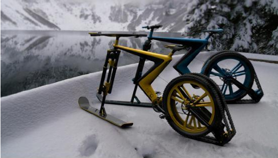 雪地专用自行车：用滑雪板当轮子你见过吗-广州磐众智能科技有限公司
