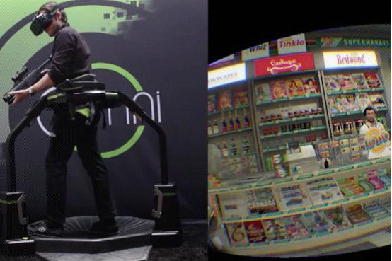 用虚拟现实头盔和跑步机玩侠盗猎车手-磐众科技(广州)有限公司