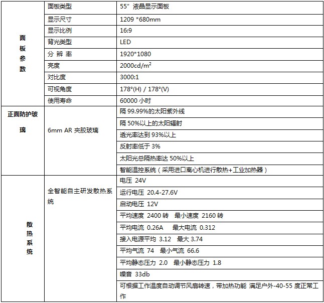 磐众43寸户外防水广告机规格参数-广州磐众智能科技有限公司